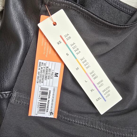 NWT Black Mesh Faux Leather Cropped Bustier Tank Sz Medium - Picture 4 of 6